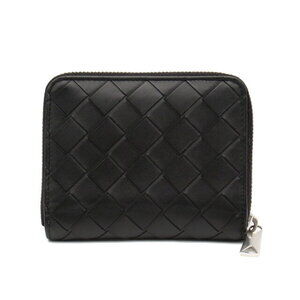 Bottega Veneta Wallet Leather Calfskin Compact Zip Around Black